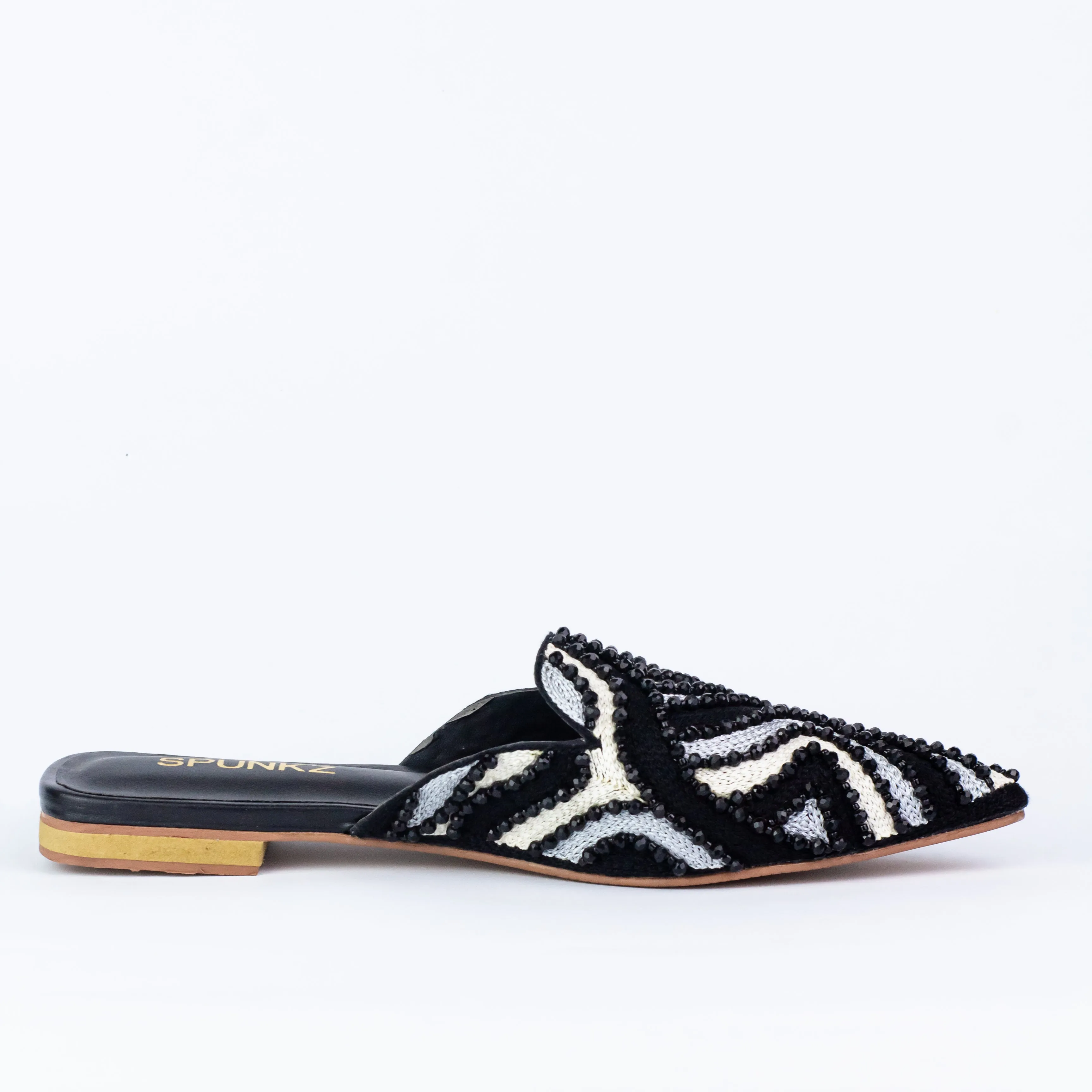 Spunkz Women Black Wedding Slip-Ons Flat Mules