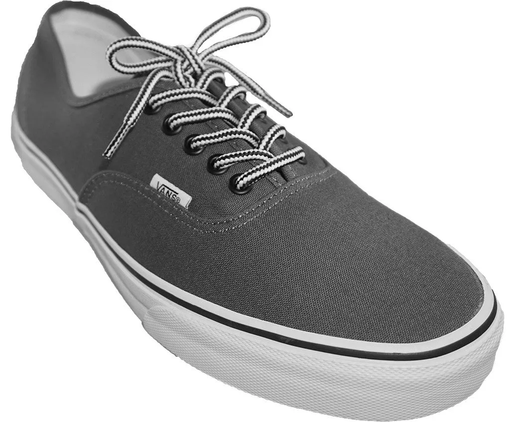 [True White / Midnight Black] 35-36" Round Hiking Shoelaces for Vans