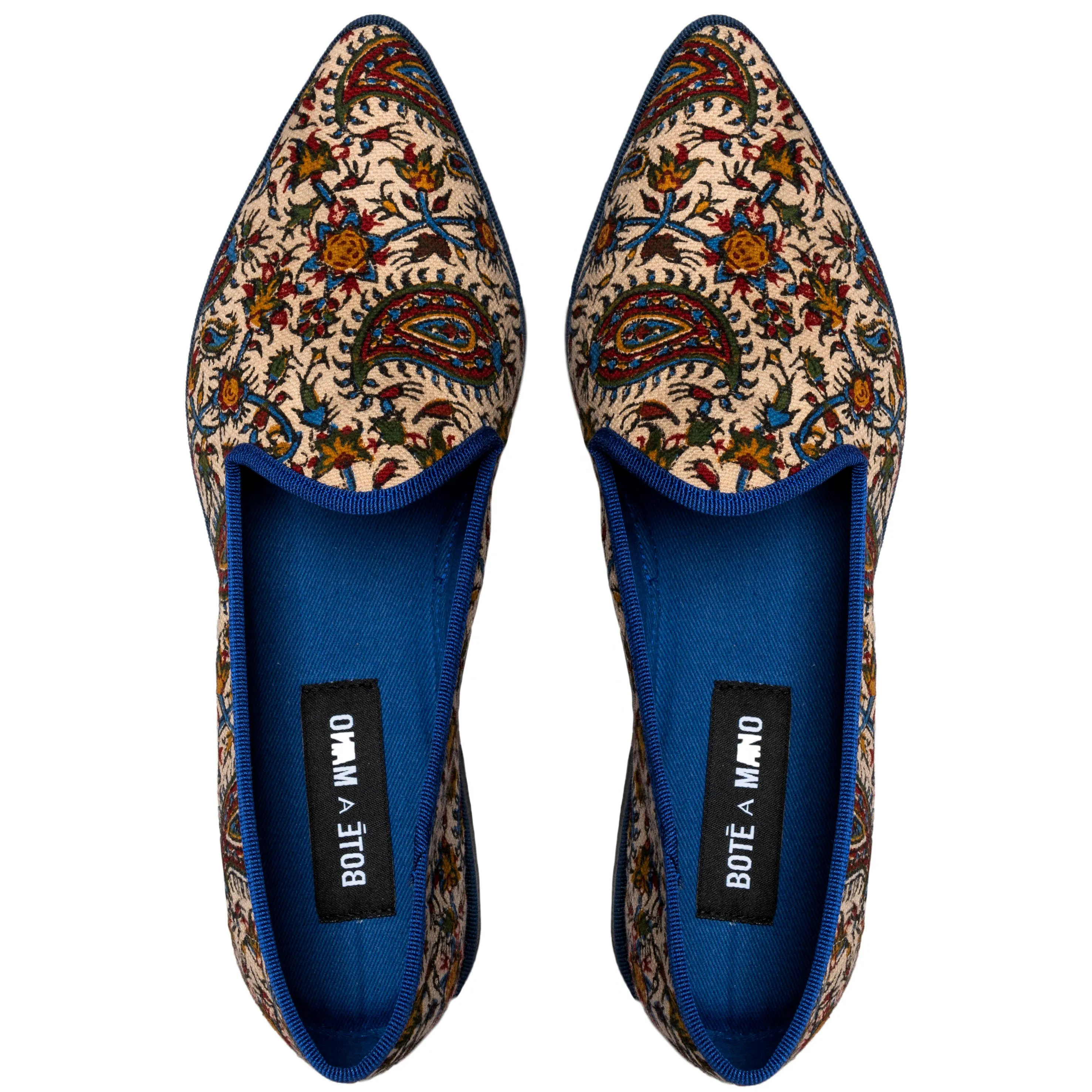 ‘Tâvus’ block print canvas loafers