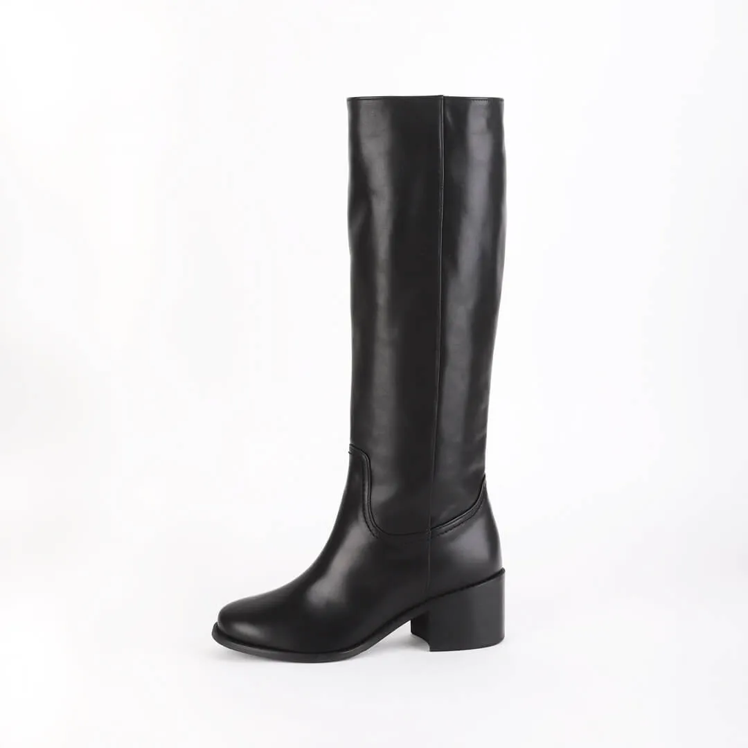 *UK size 13 - MAEVE - black leather, 5cm heels