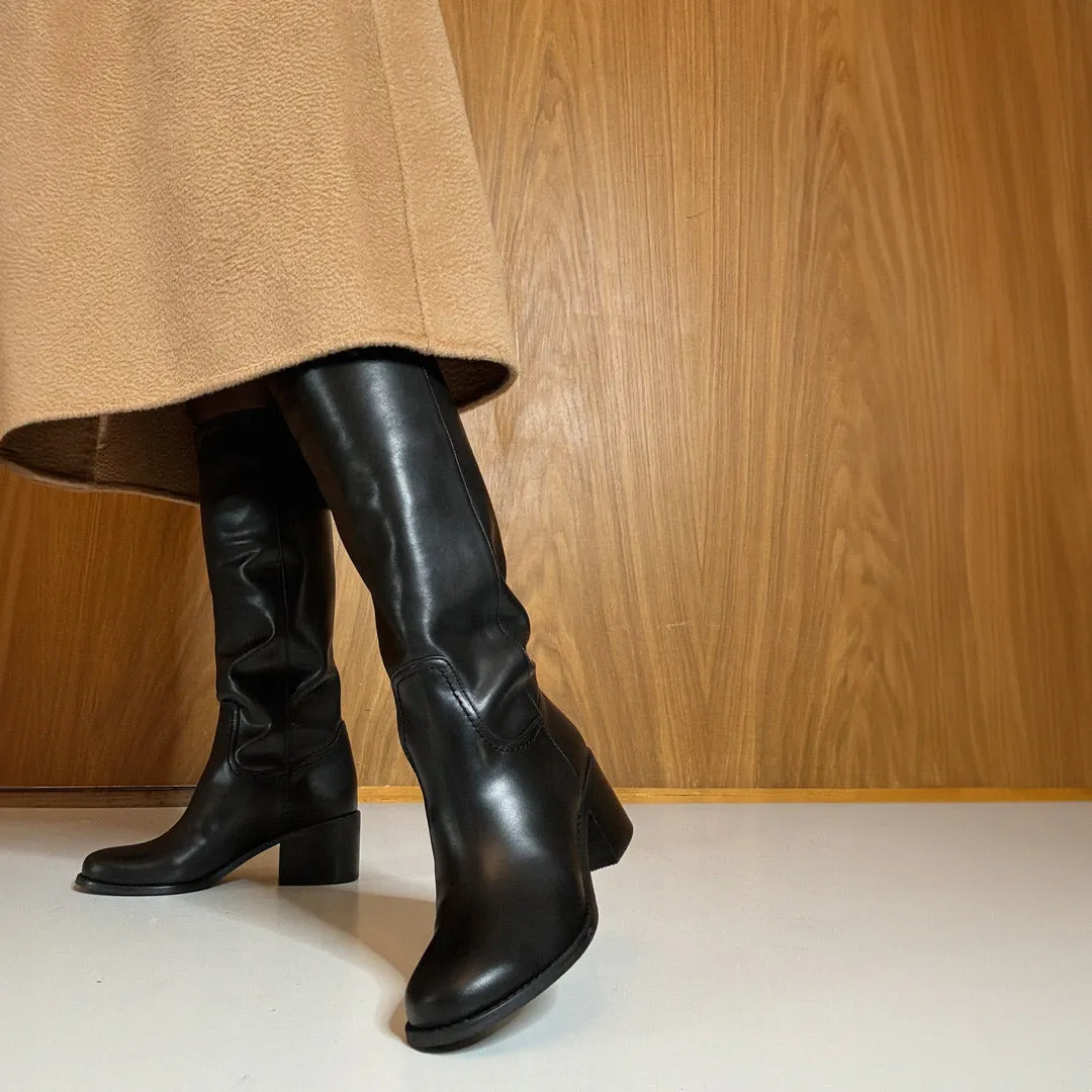 *UK size 13 - MAEVE - black leather, 5cm heels