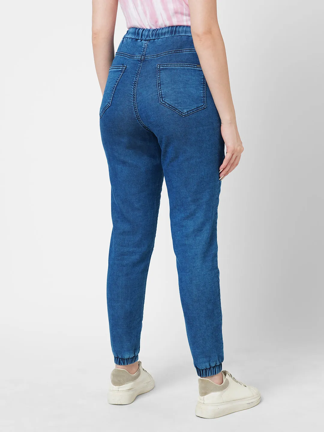 Women Dark Blue High-Rise Denim Jogger